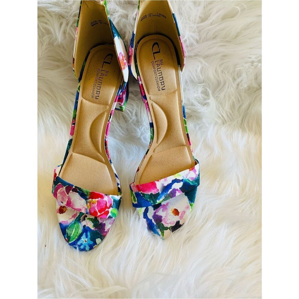 🛍️ Chinese Laundry Floral Ankle-Strap Heels - Multi Color. Size 7.5 - Picture 6 of 10
